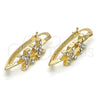 Oro Laminado Small Hoop, Gold Filled Style with White Crystal, Polished, Golden Finish, 02.100.0088.15