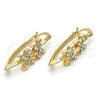 Oro Laminado Small Hoop, Gold Filled Style with White Crystal, Polished, Golden Finish, 02.100.0088.15