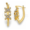 Oro Laminado Small Hoop, Gold Filled Style with White Crystal, Polished, Golden Finish, 02.100.0088.15