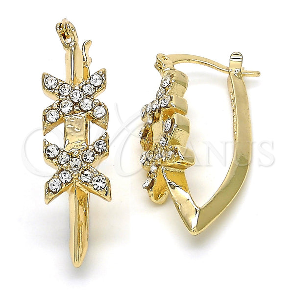 Gold Filled Hoop Earrings — Small Hoop with White Crystal Polished 02. — main product view — SKU 121923 | Oro Laminado aretes de aro — Small Hoop with cristal blanco pulido 02. — SKU 121923
