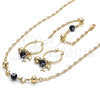Oro Laminado Necklace, Bracelet and Earring, Gold Filled Style Dolphin and Evil Eye Design, Black Resin Finish, Golden Finish, 06.63.0226