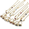 Oro Laminado Necklace, Bracelet and Earring, Gold Filled Style Dolphin and Evil Eye Design, Black Resin Finish, Golden Finish, 06.63.0226