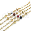 Oro Laminado Fancy Bracelet, Gold Filled Style Heart and Evil Eye Design, Black Resin Finish, Golden Finish, 03.63.1902.08 (05 MM Thickness, 8 Inches Length)
