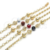 Oro Laminado Fancy Bracelet, Gold Filled Style Heart and Evil Eye Design, Black Resin Finish, Golden Finish, 03.63.1902.08 (05 MM Thickness, 8 Inches Length)