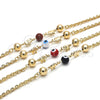 Oro Laminado Fancy Bracelet, Gold Filled Style Elephant and Evil Eye Design, Black Resin Finish, Golden Finish, 03.63.1903.08 (04 MM Thickness, 8 Inches Length)