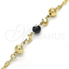 Oro Laminado Fancy Bracelet, Gold Filled Style Dolphin and Evil Eye Design, Black Resin Finish, Golden Finish, 03.63.1904.08 (04 MM Thickness, 8 Inches Length)