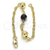 Oro Laminado Fancy Bracelet, Gold Filled Style Dolphin and Evil Eye Design, Black Resin Finish, Golden Finish, 03.63.1904.08 (04 MM Thickness, 8 Inches Length)