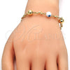 Oro Laminado Fancy Bracelet, Gold Filled Style Dolphin and Evil Eye Design, White Resin Finish, Golden Finish, 03.63.1904.2.08 (04 MM Thickness, 8 Inches Length)