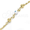 Oro Laminado Fancy Bracelet, Gold Filled Style Dolphin and Evil Eye Design, White Resin Finish, Golden Finish, 03.63.1904.2.08 (04 MM Thickness, 8 Inches Length)
