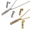 Oro Laminado Earring and Pendant Adult Set, Gold Filled Style with White Crystal, Polished, Golden Finish, 10.156.0152