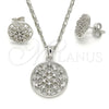 Rhodium Gold Filled Earring and Pendant Adult Set, with White Cubic Zirconia, Polished, Rhodium Finish, 10.156.0160.1