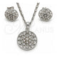 Juego de Arete y Dije de Adulto 10.156.0160.1 Oro Laminado Blanco, con Zirconia Cubica Blanca, Pulido, Rodinado