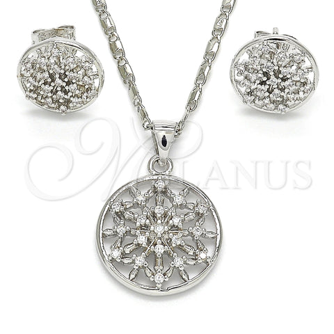 Rhodium Gold Filled Earring and Pendant Adult Set, with White Cubic Zirconia, Polished, Rhodium Finish, 10.156.0160.1