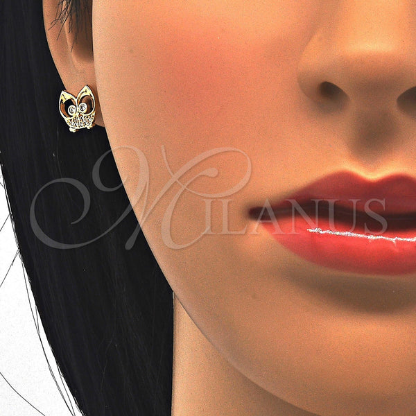 Gold Filled Ring — Earring and Pendant Adult Set Owl Design with — alternate product view — SKU 121982 | Oro Laminado anillo — Earring and Pendant Adult Set Owl diseño with — SKU 121982