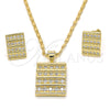 Oro Laminado Earring and Pendant Adult Set, Gold Filled Style with White Cubic Zirconia, Polished, Golden Finish, 10.156.0171