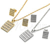 Oro Laminado Earring and Pendant Adult Set, Gold Filled Style with White Cubic Zirconia, Polished, Golden Finish, 10.156.0171