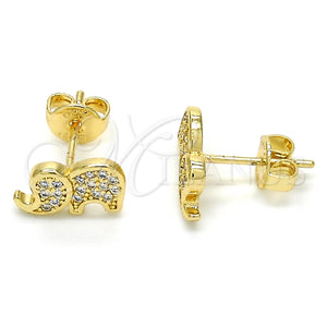 Gold Filled Ring — Stud Earring Elephant Design with White Cubic Zirconia — main product view — SKU 122053 | Oro Laminado anillo — Stud Earring Elephant diseño with blanco Cubic Zirconia — SKU 122053
