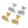 Oro Laminado Stud Earring, Gold Filled Style Elephant Design, with White Cubic Zirconia, Polished, Golden Finish, 02.156.0277