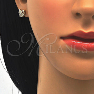 Gold Filled Ring — Stud Earring Owl Design with Garnet Cubic Zirconia — main product view — SKU 122062 | Oro Laminado anillo — Stud Earring Owl diseño with Garnet Cubic Zirconia — SKU 122062