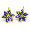 Oro Laminado Leverback Earring, Gold Filled Style Flower Design, with Sapphire Blue and White Crystal, Polished, Golden Finish, 02.64.0638.1