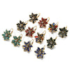 Oro Laminado Leverback Earring, Gold Filled Style Flower Design, with Multicolor Crystal, Polished, Golden Finish, 02.64.0638.5
