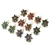Oro Laminado Leverback Earring, Gold Filled Style Flower Design, with Multicolor Crystal, Polished, Golden Finish, 02.64.0638.5