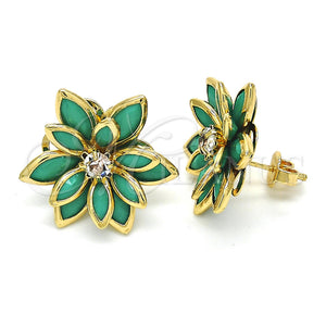 Gold Filled Ring — Stud Earring Flower Design with Turquoise and White — main product view — SKU 122074 | Oro Laminado anillo — Stud Earring flor diseño with Turquoise and blanco — SKU 122074