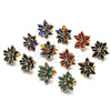 Oro Laminado Stud Earring, Gold Filled Style Flower Design, with Black Crystal and White Cubic Zirconia, Polished, Golden Finish, 02.64.0639.4
