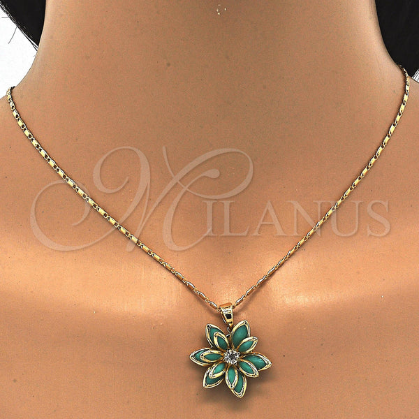 Gold Filled Ring — Earring and Pendant Adult Set Flower Design with — alternate product view — SKU 122080 | Oro Laminado anillo — Earring and Pendant Adult Set flor diseño with — SKU 122080