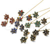 Oro Laminado Earring and Pendant Adult Set, Gold Filled Style Flower Design, with Green and White Crystal, Polished, Golden Finish, 10.64.0155.3