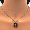 Oro Laminado Earring and Pendant Adult Set, Gold Filled Style Flower Design, with Multicolor Crystal, Polished, Golden Finish, 10.64.0155.5