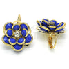 Oro Laminado Leverback Earring, Gold Filled Style Flower Design, with Sapphire Blue and White Crystal, Polished, Golden Finish, 02.64.0640.1