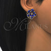 Oro Laminado Stud Earring, Gold Filled Style Flower Design, with Sapphire Blue and White Crystal, Polished for wholesale, additional product view 3