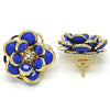 Oro Laminado Stud Earring, Gold Filled Style Flower Design, with Sapphire Blue and White Crystal, Polished for wholesale, additional product view 6