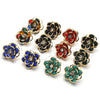Oro Laminado Stud Earring, Gold Filled Style Flower Design, with Sapphire Blue and White Crystal, Polished for wholesale, additional product view 7