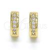 Oro Laminado Huggie Hoop, Gold Filled Style with White Cubic Zirconia, Polished, Golden Finish, 02.156.0284.15