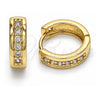 Oro Laminado Huggie Hoop, Gold Filled Style with White Cubic Zirconia, Polished, Golden Finish, 02.156.0284.15