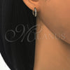 Oro Laminado Huggie Hoop, Gold Filled Style with White Micro Pave, Polished, Golden Finish, 02.156.0286.15