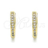 Oro Laminado Huggie Hoop, Gold Filled Style with White Micro Pave, Polished, Golden Finish, 02.156.0286.15