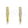 Oro Laminado Huggie Hoop, Gold Filled Style with White Micro Pave, Polished, Golden Finish, 02.156.0286.15