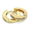 Oro Laminado Huggie Hoop, Gold Filled Style with White Micro Pave, Polished, Golden Finish, 02.156.0286.15