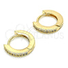 Oro Laminado Huggie Hoop, Gold Filled Style with White Micro Pave, Polished, Golden Finish, 02.156.0286.15