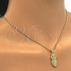 Oro Laminado Pendant Necklace, Gold Filled Style Owl Design, with Garnet Cubic Zirconia and White Micro Pave, Polished, Golden Finish, 04.156.0141.20 (02 MM Thickness, 20 Inches Length)
