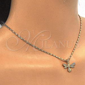 Gold Filled Necklace — Pendant Necklace Bee Design with White Micro Pave — main product view — SKU 122135 | Oro Laminado collar — Pendant Necklace Bee diseño with blanco Micro Pave — SKU 122135