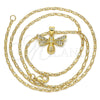 Oro Laminado Pendant Necklace, Gold Filled Style Bee Design, with White Micro Pave, Polished, Golden Finish, 04.156.0144.18 (0.50 Gauge, 02 MM Thickness, 18 Inches Length)