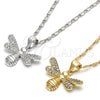 Oro Laminado Pendant Necklace, Gold Filled Style Bee Design, with White Micro Pave, Polished, Golden Finish, 04.156.0144.18 (0.50 Gauge, 02 MM Thickness, 18 Inches Length)