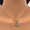 Oro Laminado Pendant Necklace, Gold Filled Style Moon Design, with White Cubic Zirconia, Polished, Golden Finish, 04.156.0147.20 (02 MM Thickness, 20 Inches Length)