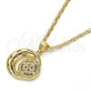 Oro Laminado Pendant Necklace, Gold Filled Style Moon Design, with White Cubic Zirconia, Polished, Golden Finish, 04.156.0147.20 (02 MM Thickness, 20 Inches Length)
