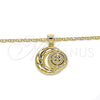 Oro Laminado Pendant Necklace, Gold Filled Style Moon Design, with White Cubic Zirconia, Polished, Golden Finish, 04.156.0147.20 (02 MM Thickness, 20 Inches Length)