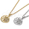 Oro Laminado Pendant Necklace, Gold Filled Style Moon Design, with White Cubic Zirconia, Polished, Golden Finish, 04.156.0147.20 (02 MM Thickness, 20 Inches Length)
